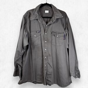 LAPCOFR Flame Resistant Long Sleeve Shirt Men's 2XL Reg Gray 100% Cotton